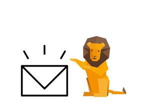 Illustration: Newsletter-Symbol und ÖkoLeo-Löwenfigur