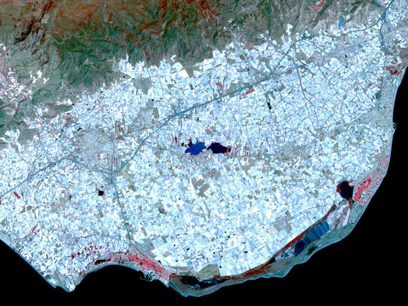 Satellitenfoto: Gewächshäuser in der Region Almeria in Spanien